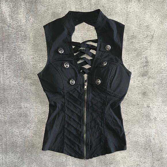 Biker Y2k Lydia Sleeveless Zipper Top - Picture 1 of 6